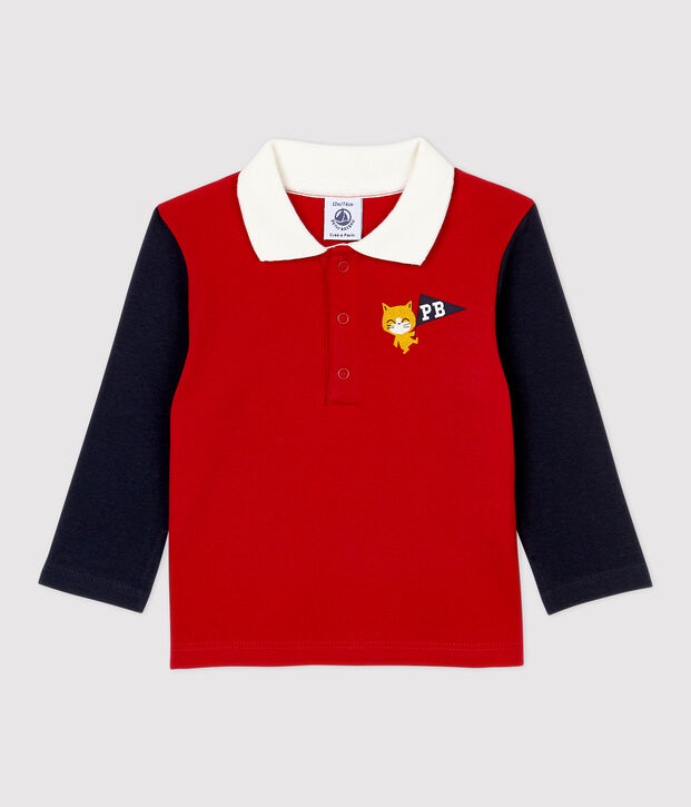 Babies' Cotton Polo Shirt red/blue